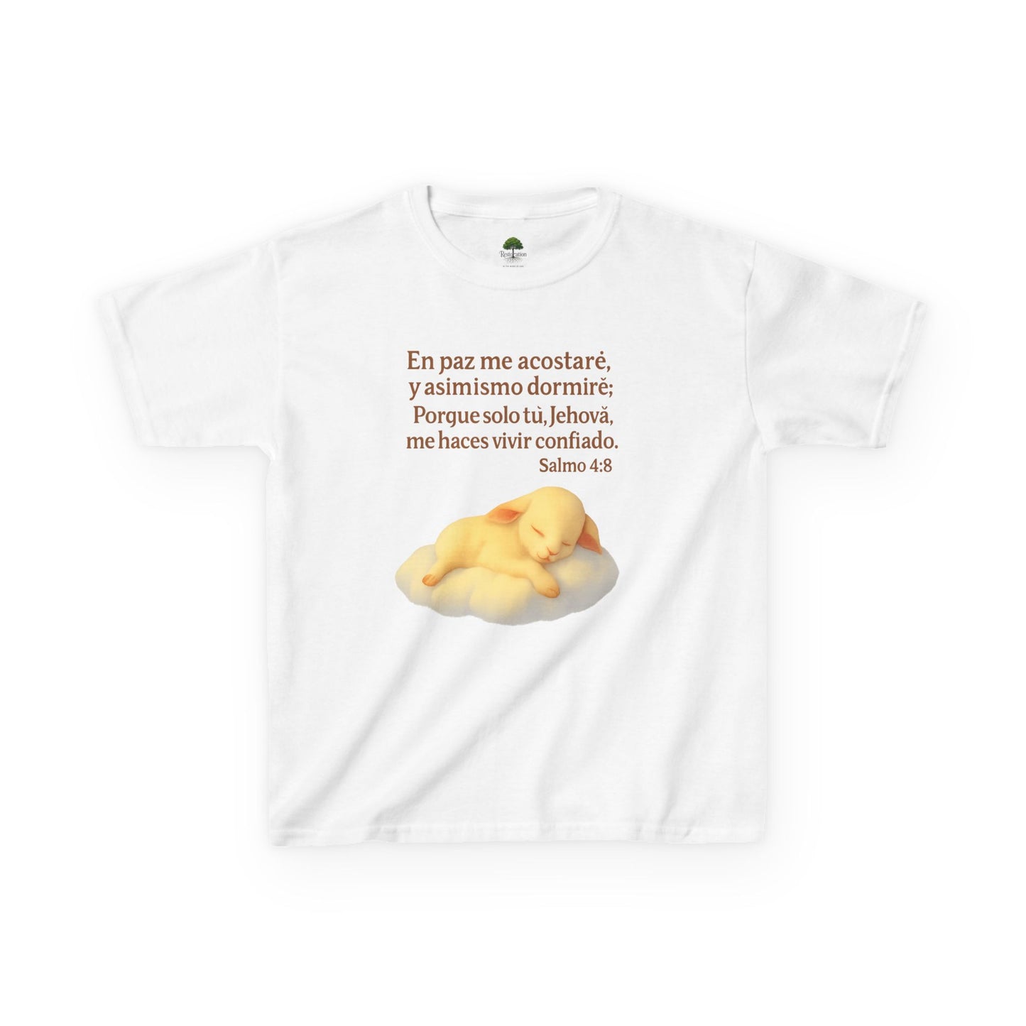 Salmo 4:8 En paz me acostaré Kids T-Shirt, Bible Verse Shirt